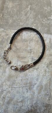 Brighton Black Braided Leather Whimsigoth Charm Bracelet